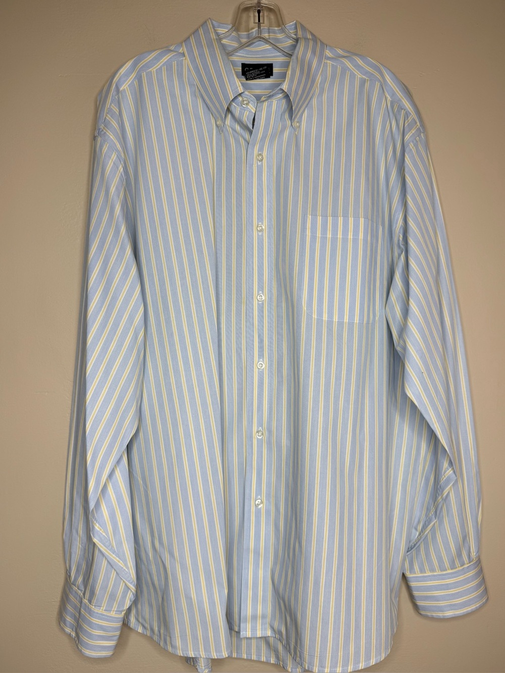 George Light Blue and White Striped Button-Down Shirt 100% Cotton Size XL